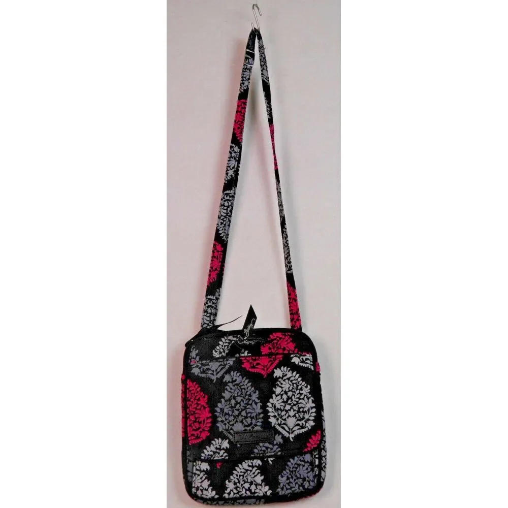 Vera Bradley Quilted Black/Gray/Pink Small Crossbody Purse Adjustable Strap‎ Zip